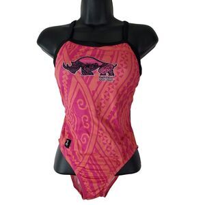 Baby Rhino Women's Triathlon Pink Swimsuit‎ One Piece Size 32 Medium GUC